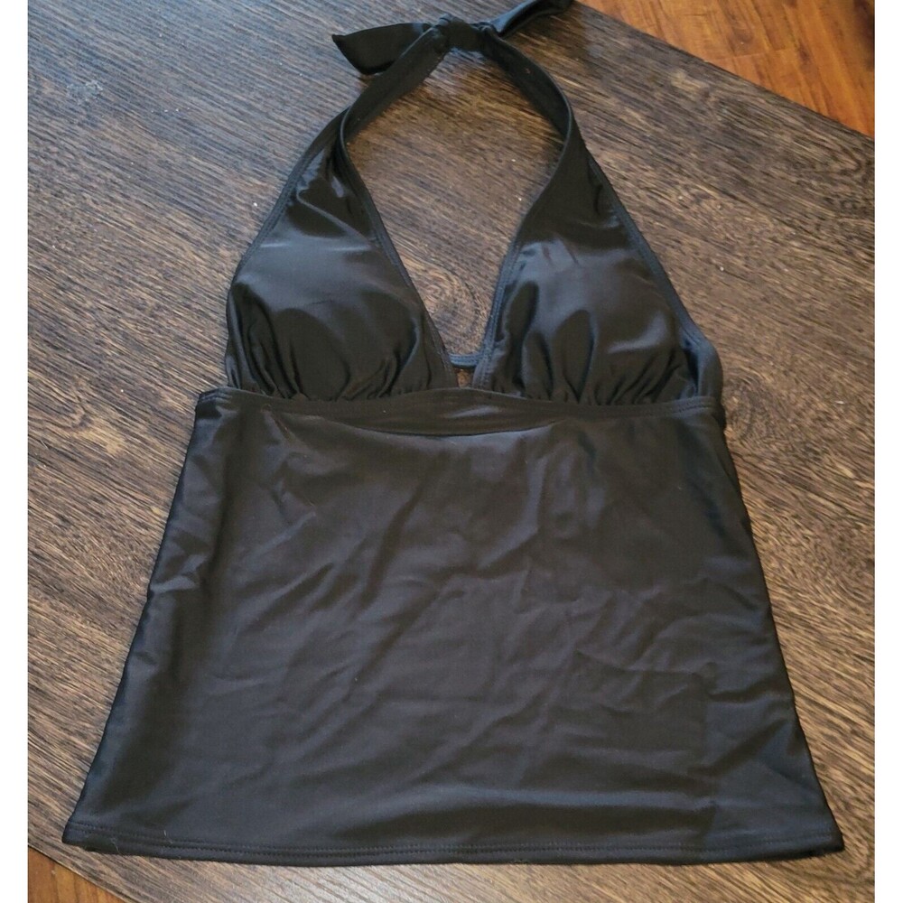 NWT Old Navy Womens Sz XS Tankini Swimsuit Top Black Halter Xtra SMALL